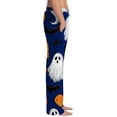 thumbnail image 4 of Mens Halloween Pajama Pants Bat Spider Web Drawstring Horror Sleep Pants Witch Hat Skeleton Wide Leg Spooky Pajama Pants, L, 4 of 6