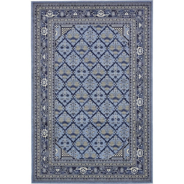 Unique Loom La Jolla Patchwork Border Area Rug 6' x 9' Rectangle Blue/Ivory