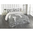 thumbnail image 2 of Ambesonne Antique Quilted Coverlet 3 Pcs, World Map on Old Brick, Queen Size, Pale Grey White, 2 of 4