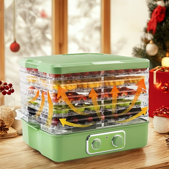 Food Dehydrator For Jerky, 5 BPA-Free Stackable Trays, Adjustable Temperature Control For Fruit, Meat, Veggies, Herbs & Snacks, 240W, Green (5-Tier)