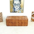 thumbnail image 2 of Bumble Mid-Century Modern Rectangular Genuine Leather Upholstered Bench in Tan, 2 of 7