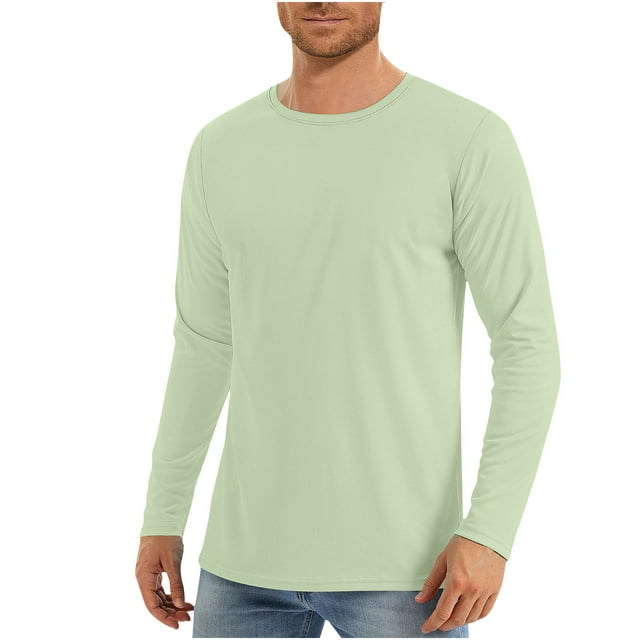 aohooy Mens UPF 50+ UV Sun Protection Shirts Outdoor Long Sleeve SPF Rash Guard T-Shirt Cool Quick Dry Athletic Workout Tops Green,S