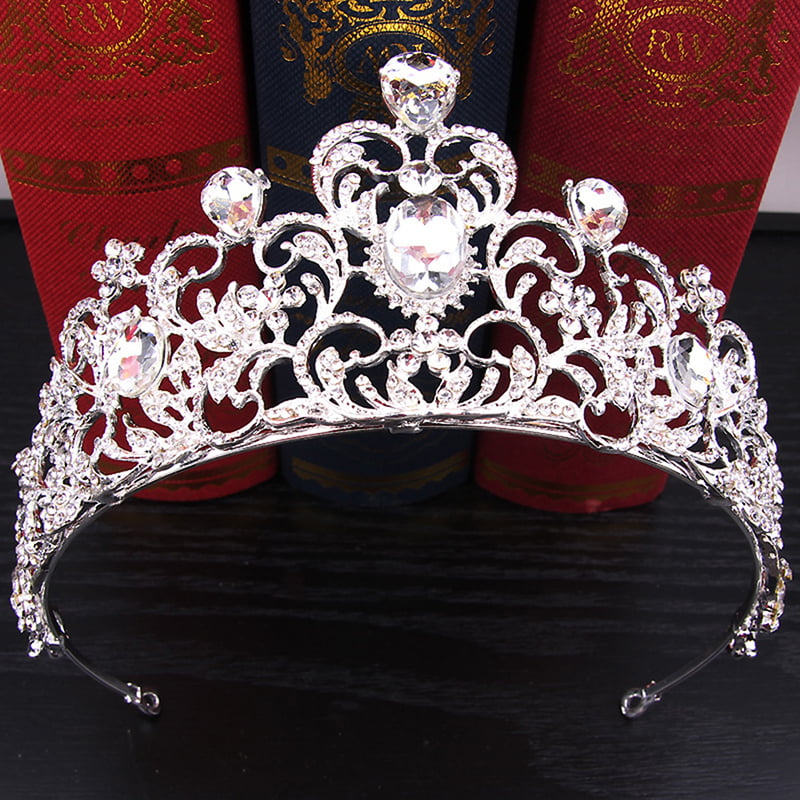 STUNNING BRAND NEW SILVER CROWN/TIARA WITH CLEAR CRYSTALS BRIDAL OR RACING 