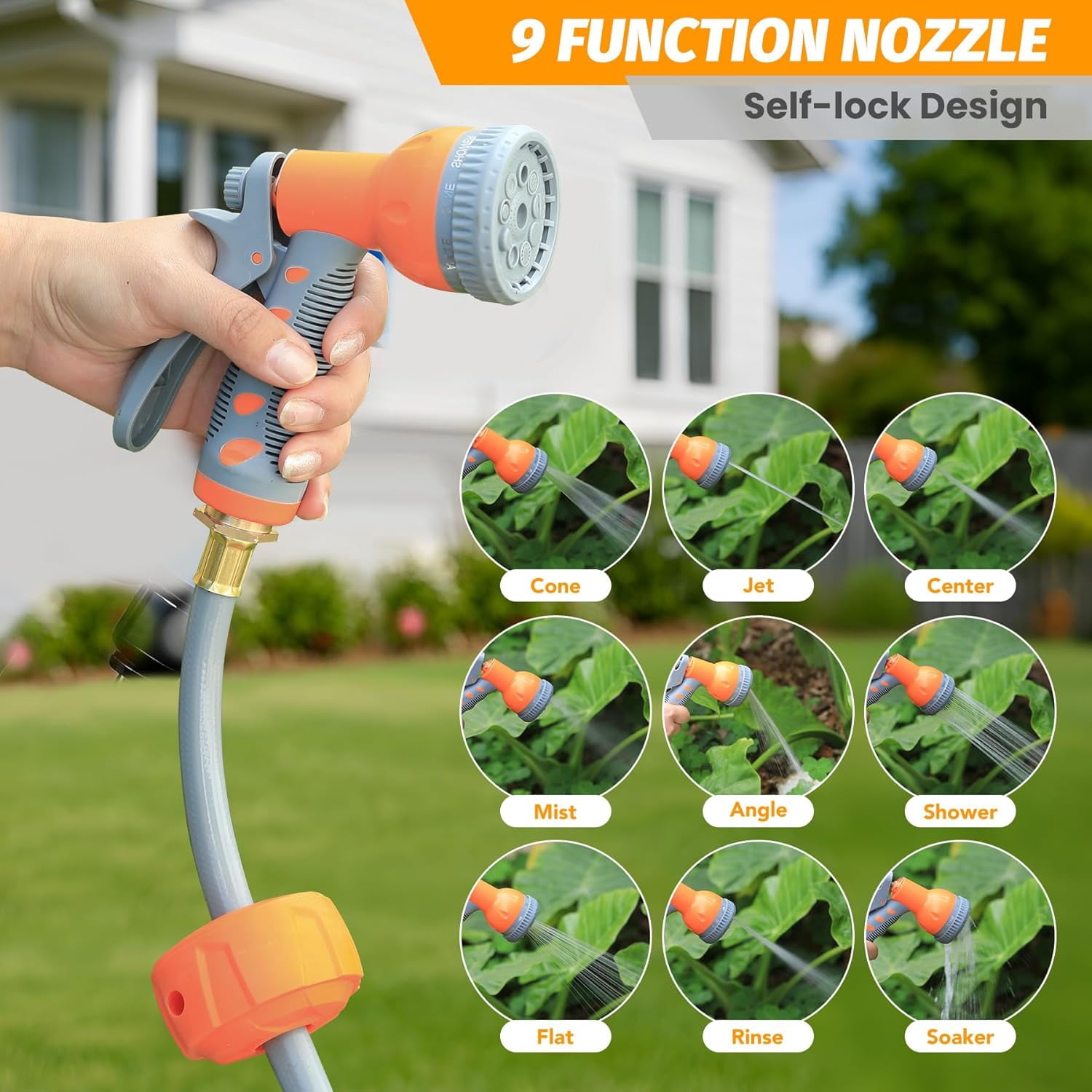 ChaoLink Retractable Garden Hose Reel 1/2 Inch*65 Ft - UV Resistant, Heavy Duty with 9 Function Sprayer Nozzle