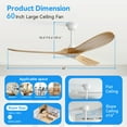 thumbnail image 3 of Sofucor 60 Inch Ceiling Fans No Light-Outdoor Ceiling Fan with Remote Control, 3 Blade Reversible DC Motor, Modern Wood Ceiling Fan Without Light for Bedroom Indoor Patios Farmhouse, Burlywood, 3 of 12