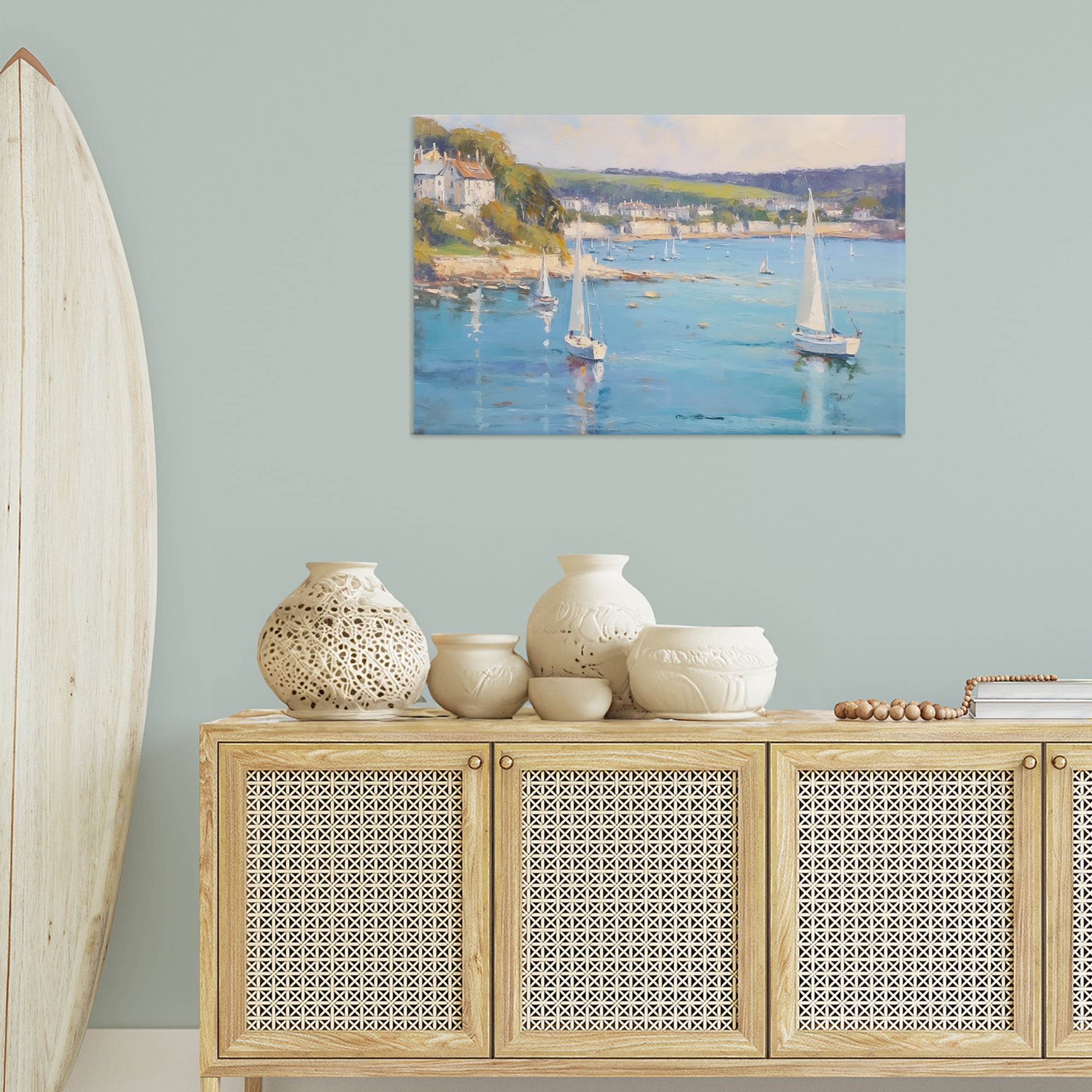 Stupell Industries Sailboats Of The Shore Nautical & Beach Painting Wrapped Canvas Art Print Wall Art, 36 x 24