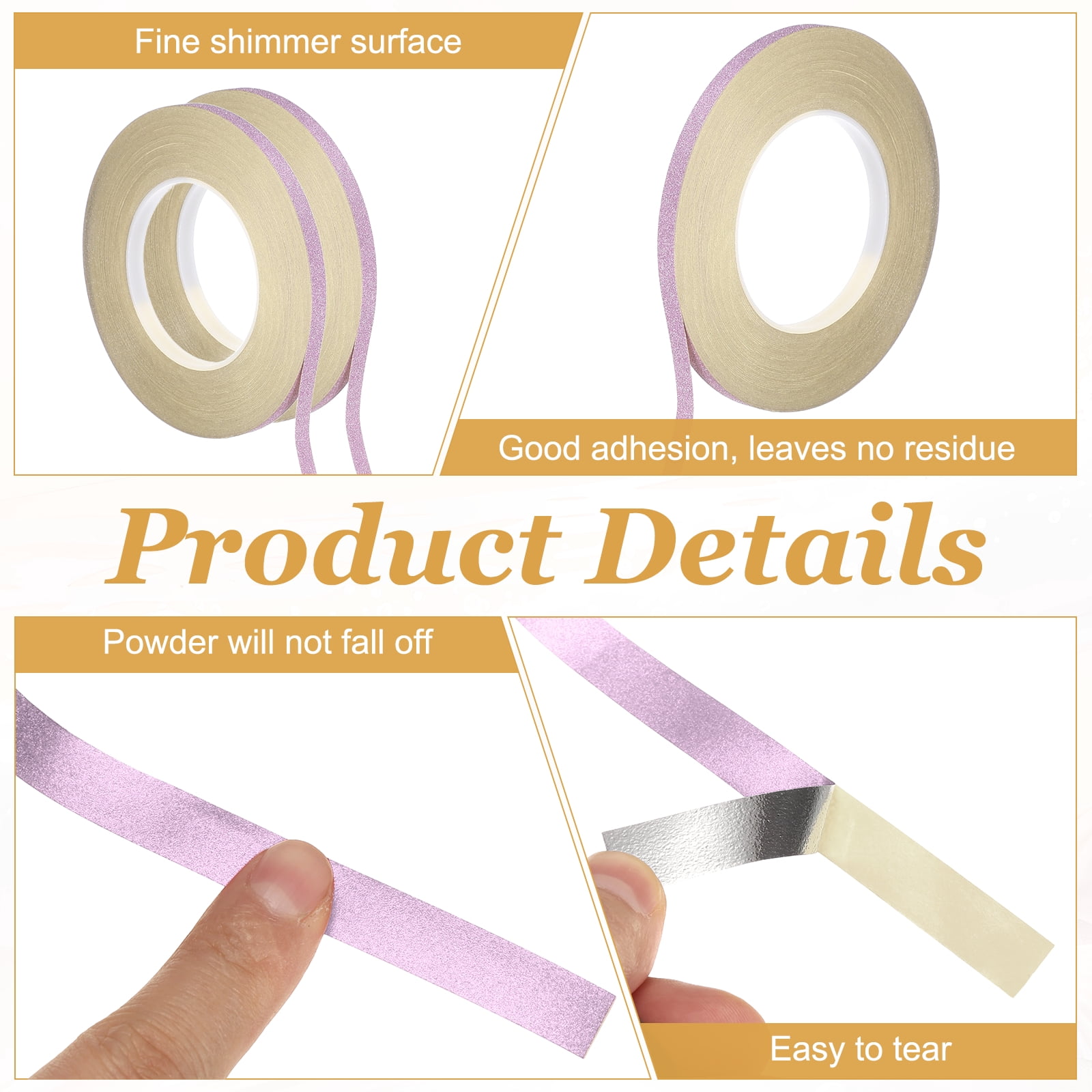 Uxcell 3 Roll Glitters Washi Tape, 0.2/0.4/0.6 Inch (W) x 55 Yards (L) Sparkling Decorative Washi Tape Self Adhesive for DIY Crafts, Gift Wrapping, Scrapbook, Party Decorations, Pink