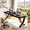 Black, variant on Fnova 78.74" Modern Desk, Wooden Computer Desk Writing Desk with Storage Shelf, Back Baffles & Metal Legs, for Living Room/Kitchen/Home Office, Easy Assembly