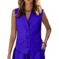 thumbnail image 2 of Sopiago Women's Sleeveless Blazer Vest Single Fashion Casual Open Front Work Vest Tops Outwear With Pockets Blue,2XL, 2 of 6