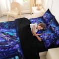 thumbnail image 4 of Feelyou Lightning Dragon Bedding Comforter Set for Kids Boys Girls, Circuit Animal Full Bedding Set, Purple Blue, Black Reversible, 7-Piece, 4 of 7