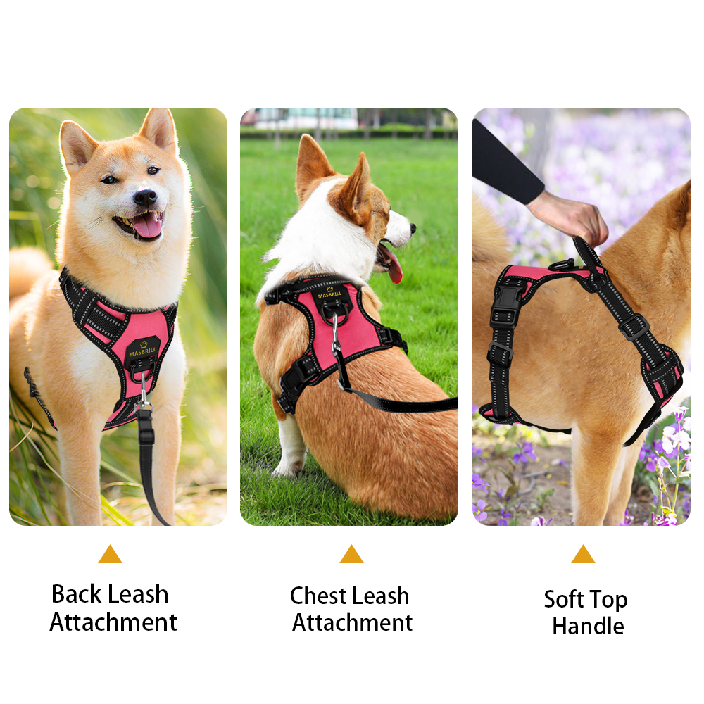 MASBRILL Reflective No-Pull Dog Harness, Pink XS photo 4