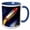Blue/White, variant on 3drose, Rocket Shooting Through Space Around Earth, 11oz Magic Transforming Mug