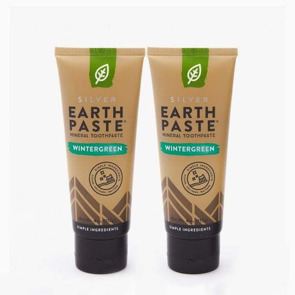 REDMOND - Earthpaste All Natural Non-Fluoride Vegan Organic Non GMO Real Ingredients Toothpaste, Wintergreen, 4 Ounce Tube (2 Pack)
