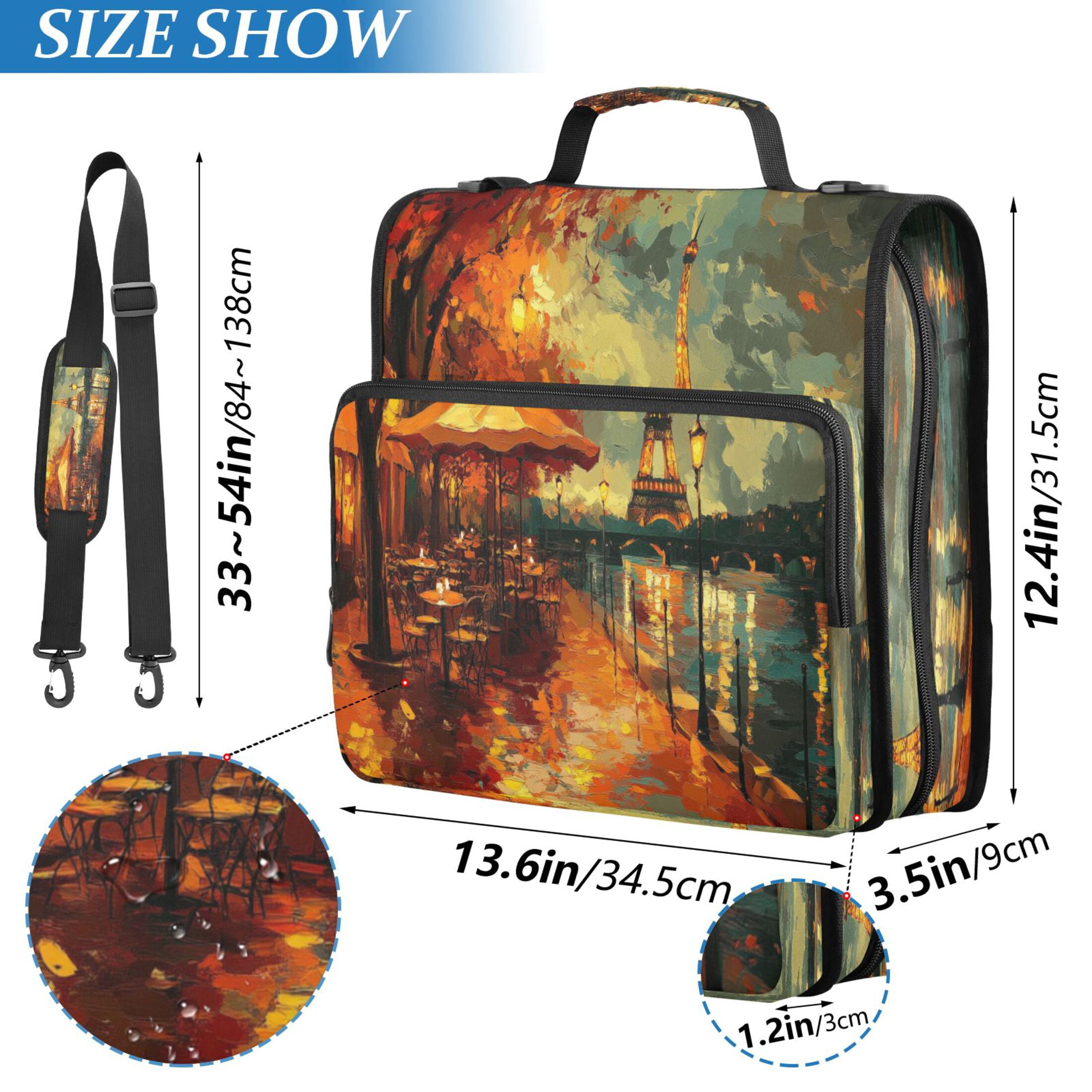 YAZAOO Zipper Binder trapper keeper Documents Organized Design Paris Street Evening Scene Printed