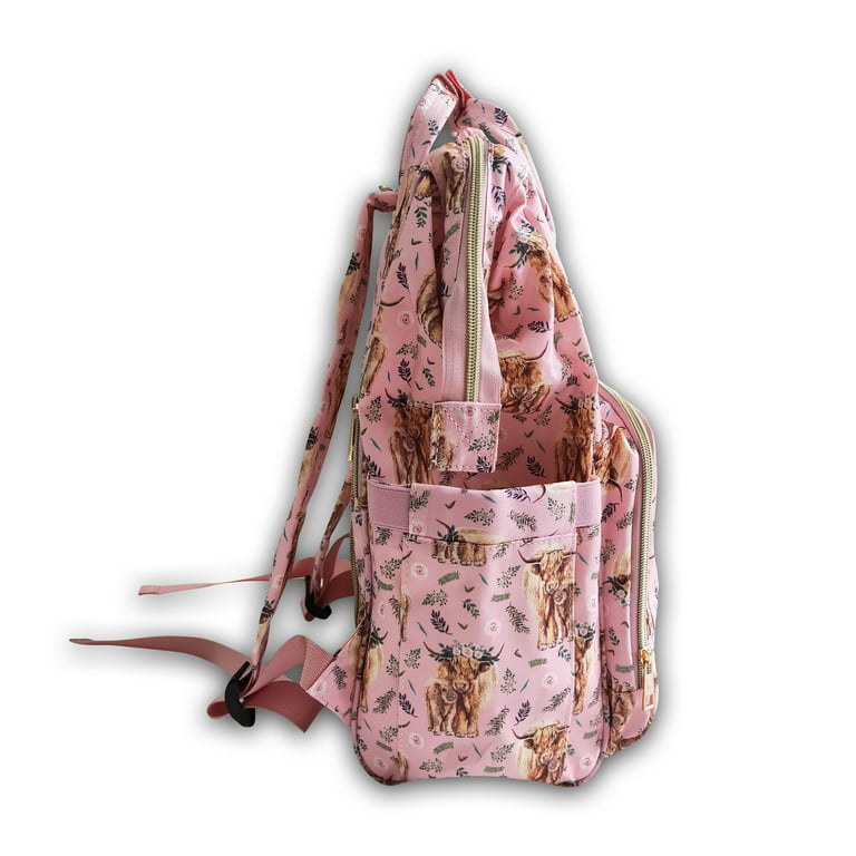 Boutique Cow Print Diaper Bag Pink Flower Best Backpack For Travel Good  Quality New Design Hot Selling Western Wholesale Best Price Diaper Bag 