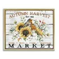 Stupell Industries Autumn Harvest Market Holiday Painting Gold Floater Framed Canvas Art Prints Wall Art, 31 x 25