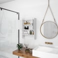 thumbnail image 5 of Bathroom Wall Storage Cabinets with Door and Open Shelves,Medicine Cabinet,Steel Pipe Rack for Hanging Towels and Kitchen Utensils for Bathroom,White, 5 of 7
