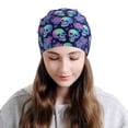 thumbnail image 2 of Naloa starry sky Skull flower Soft Beanie Hat, Knit Beanie Daily Beanie in Fine Knit for Women Men Winter Travel, Outdoor, 2 of 7