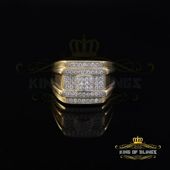 King Of Bling's 925 Sterling Silver Yellow Square Cubic Zirconia 1.00ct Men's Ring Big Size 10