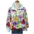 thumbnail image 3 of Craaazy Women's Striped Ruffle Collar Carnival Party Graphic Long Sleeve Mardi Gras Tops with Button Gifts, 3 of 4