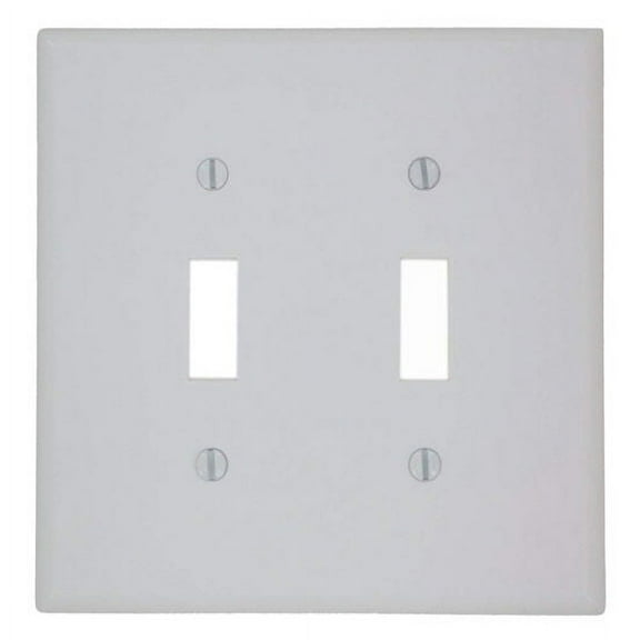 Leviton 80509-W 2-Gang Toggle Device Switch Wallplate, Midway Size In White - 50
