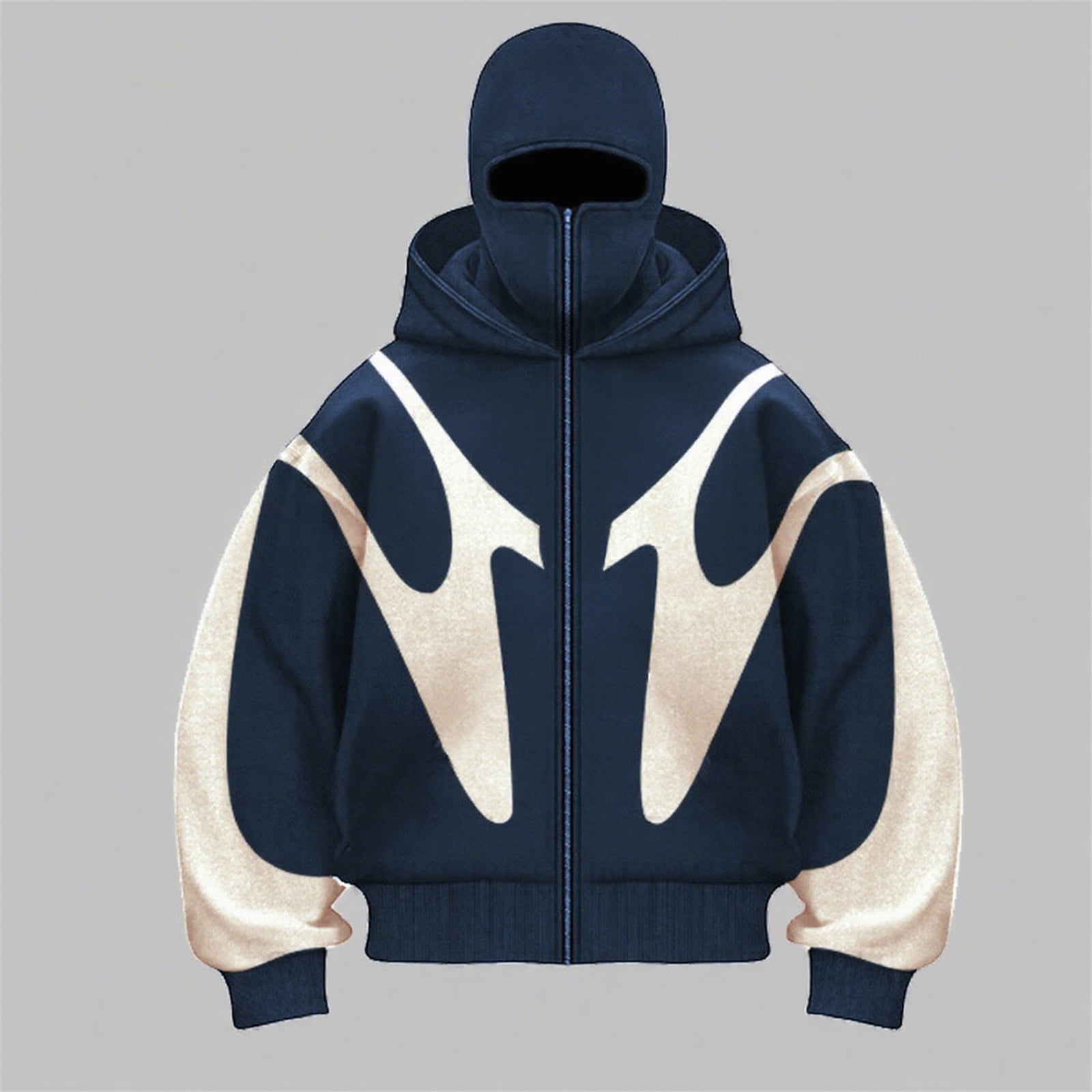 Homeyce Balaclava Ninja Zipper Hoodie Zip Up with Warm Face Mask