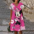 thumbnail image 3 of Vestido holgado con escote en V hasta la rodilla estilo vintage de Disney, Minnie y Mickey Mouse, elegante vestido de verano 2024 con estampado floral para mujer, 3 of 5