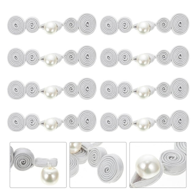 unbranded 10 Pairs Closure Buttons Cheongsam Knot Grey Polyester Fastening for Retro Ethnic Style