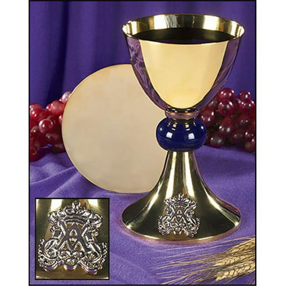 Christian Brands Church Supply NC905 Blessed Mother Chalice & Paten Set