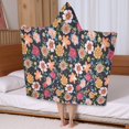 thumbnail image 5 of Pioneer Flower Floral Print Pattern Hooded Bath Towel，50"x30" for Ages 3 To 12 Kids, Quick Dry Lightweight Soft Microfiber Hood Beach Towel Cover Up for Kids, 5 of 7