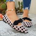 thumbnail image 4 of SuTry Women's Square Toe Mesh Flats Polka Dot Print Bow Detail Slip On Lightweight Comfortable Casual Walking Shoes(41), 4 of 9