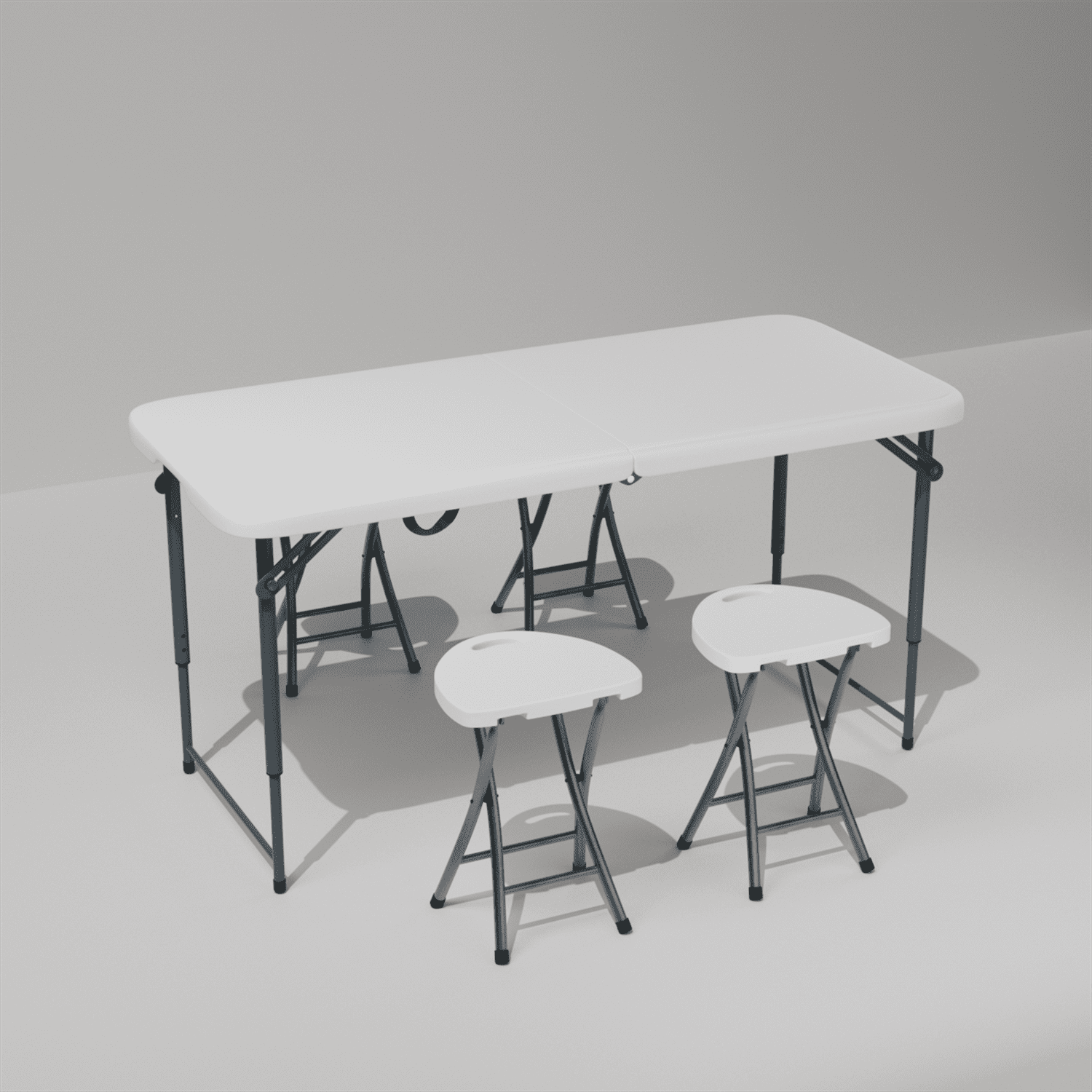 Hommoo 4ft Plastic Folding Table, Indoor Outdoor Heavy Duty Portable w/Handle, Lock for Picnic, Party, Camping, White