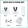 thumbnail image 3 of Lycody 5pcs Boys Suits Slim Fit Toddler Tuxedo Suit Set for Teen Boy Formal Dress Clothes Peaked Lapel Kids Wedding Outfit for Party Wedding Homecoming 2T-20 for Kids and Boys, 3 of 6