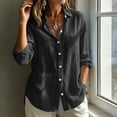 thumbnail image 2 of hoksml Women's Cotton Linen Long Sleeve Shirt, Button-Down Casual Blouse, Relaxed Fit Top for Daily and Office Wear, 2 of 9