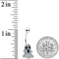 thumbnail image 2 of Body Candy Womens 316L Stainless Steel Navel Ring Piercing Clear Black Accent Scary Ghost Belly Button Ring, 2 of 2