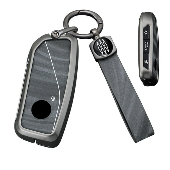 Key Fob Cover Compatible with BMW 7 Series 760i X7 IX i7 XM 2023 BMW X5 X6 2024 2025 Accessories Metal Brushing Process Leather Smart Key Case-Brushing Gray（C Type 1