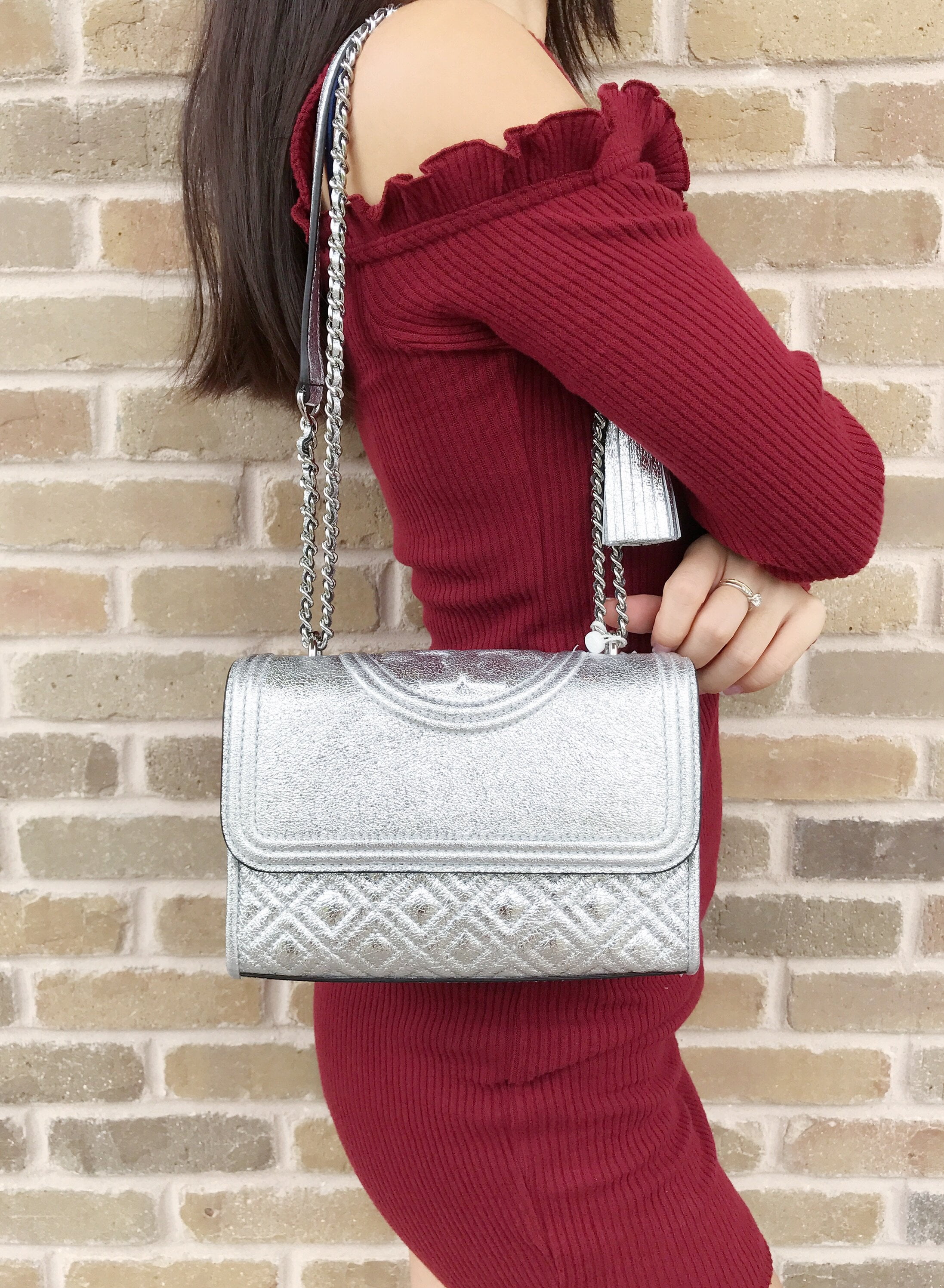tory burch fleming metallic