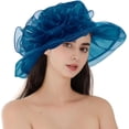 thumbnail image 2 of Women's Kentucky Derby Church Dress Hat Wide Brim Leaf Flower Bridal Shower Hat, 2 of 5