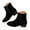 Black, variant on Leozcaa Women's Heeled Ankle Boots Fashion Pointed Toe Chunky Block Heel Side Zipper Suede Short Booties