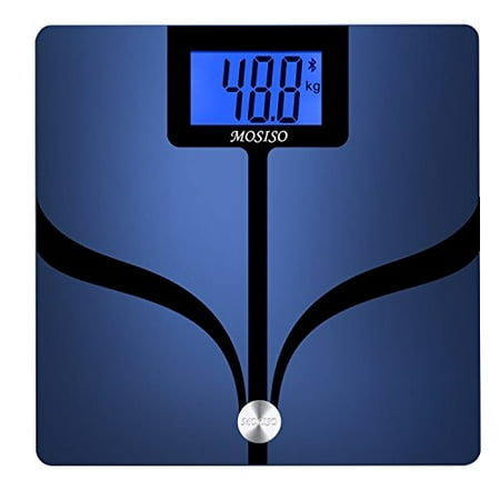 Mosiso Digital Bluetooth Scale, Smart Body Fat Monitor with Large Backlit LCD, Measures 8 Parameters: Body Weight, BMI & More, Body Analyzer Connected Smartphone