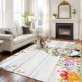 thumbnail image 2 of Large Area Rugs for Living Room Bedroom, Gnomes Easter 8'x10' Rug Washable Carpet Runner Indoor Outdoor, Eucalyptus Spring Floral Eggs Wooden Non Slip Floor Mats Rug for Kitchen, Patio, 2 of 8