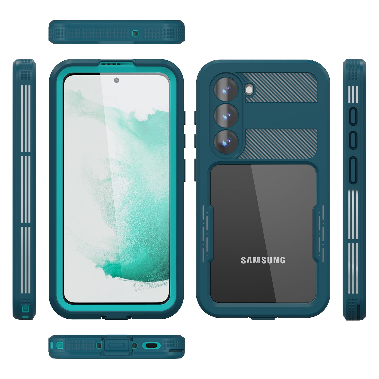 SaniMore for Samsung Galaxy S23 6.1" 2023 Case with Built-in Screen Protector, IP68 Waterproof & Dustproof & Anti-scratch [Wireless Charging] Heavy Duty Full Protective Cover for Galaxy S23, Grassblue