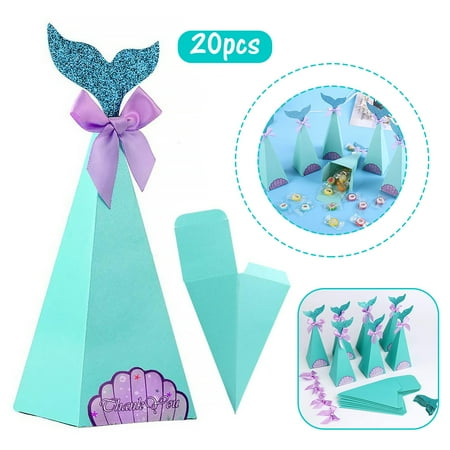 

Dosaele Mermaid Gift Bags 20 Pcs Gift Wedding Party Candy Sweet Treat Boxes for Kids Mermaid Birthday Party Supplies Decorations Baby Shower Supplies