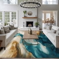 thumbnail image 3 of 5'x7' Area Rugs, Teal Brown Indoor Outdoor Area Rug for Living Room Bedroom, Modern Art Water Ripple Abstract Washable Bathroom Rugs Kitchen Floor Carpet Mats Home Decor Aesthetic, 3 of 8