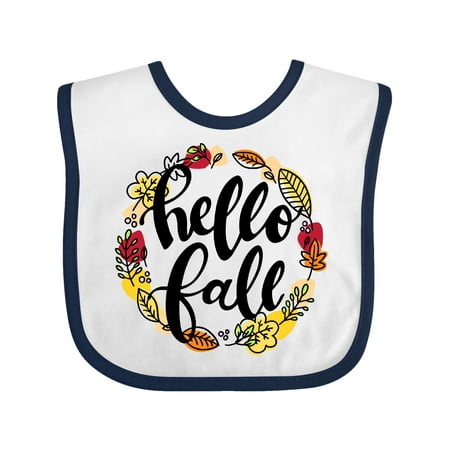

Inktastic Hello Fall with Leaf Wreath Gift Baby Boy or Baby Girl Bib