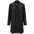 thumbnail image 4 of Pompotops Women Casual Long Sleeve Solid Color Button Open Stitch Coat Cardigans Long Outwear Top, 4 of 5