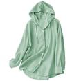 thumbnail image 2 of Qgtaibl Womens Long Sleeve Striped Shirts Oversized Button Down Drawstring Hoodies Lightweight Breathable Fall Tunic Tops Army Green XL, 2 of 5