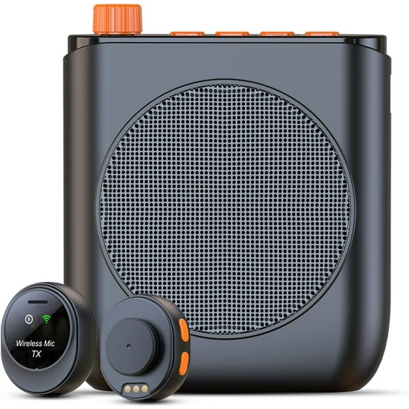 Voice Amplifier with Wireless Lavalier Microphone Charging & Storage, Portable Voice Amplifier with Magnetic Lapel Mic, Teacher Microphone for Classroom, Speech, Training, Elderly