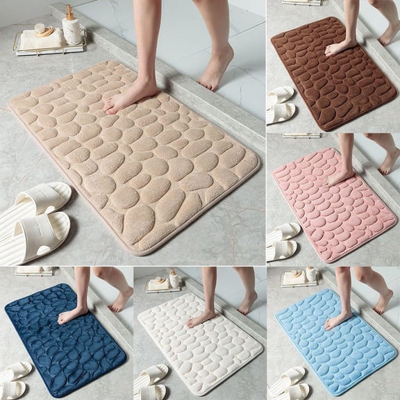 Memory Foam Bath Mat – Non-Slip Pebble Design, Soft & Absorbent Bathroom Rug for Extra Comfort and Safety, Suitable for Bathroom, Bedroom, and Living Room