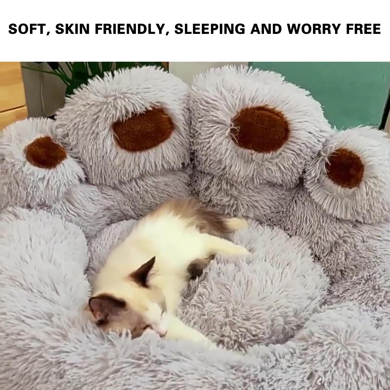 Apmemiss Clearance Dog Bed Cat Pet Sofa Cute Comfortable Cozy Pet Sleeping Beds for Small Dogs and Cats, Soft Fluffy Faux Fur Cat Cushion Dog Bed, Gray, 23.6 Inch